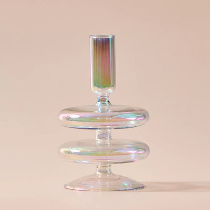 Iridescent Candle Holders Rainbow Nordic Vase Glass Holder - Brasss Living