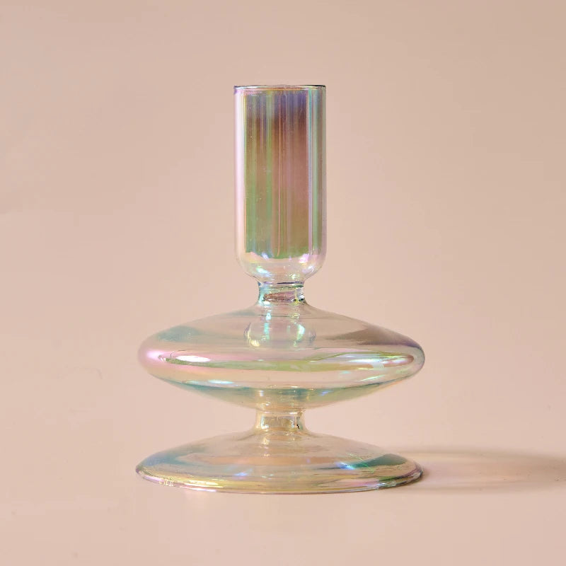 Iridescent Candle Holders Rainbow Nordic Vase Glass Holder - Brasss Living