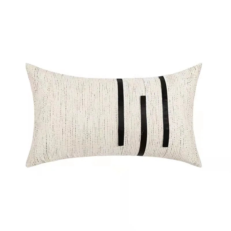 Ivory Black Stripe Jacquard Cushion Cover - Brasss Living