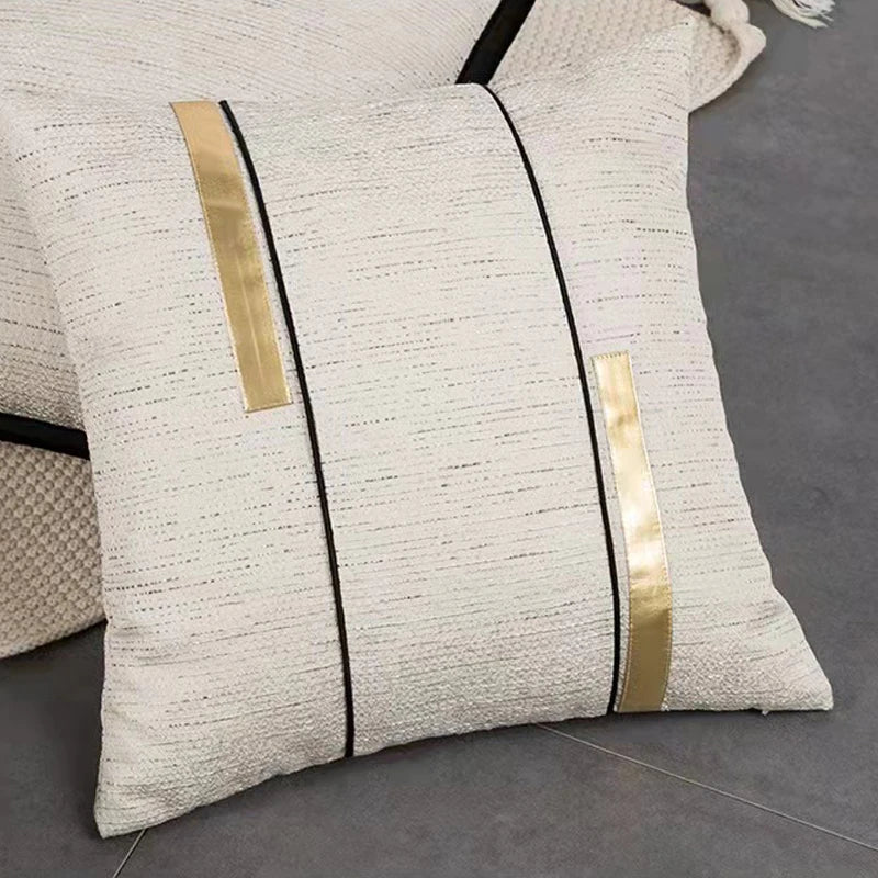 Ivory Black Stripe Jacquard Cushion Cover - Brasss Living