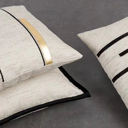 Ivory Black Stripe Jacquard Cushion Cover - Brasss Living