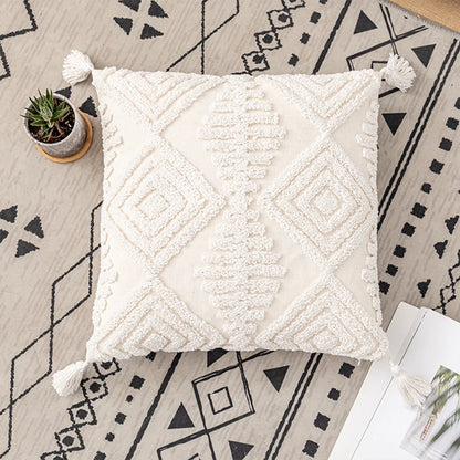 Ivory Loop Tufted Cotton Pillow Cushion Cover - Brasss Living