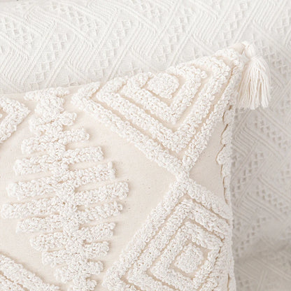 Ivory Loop Tufted Cotton Pillow Cushion Cover - Brasss Living