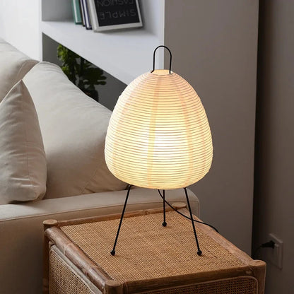 Japanese LED Rice Paper Desk Lamp Tricolor Dimming Night Light - Brasss Living