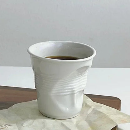 Korean Style White Ceramic Nordic Wrinkle Coffee Mug - Brasss Living