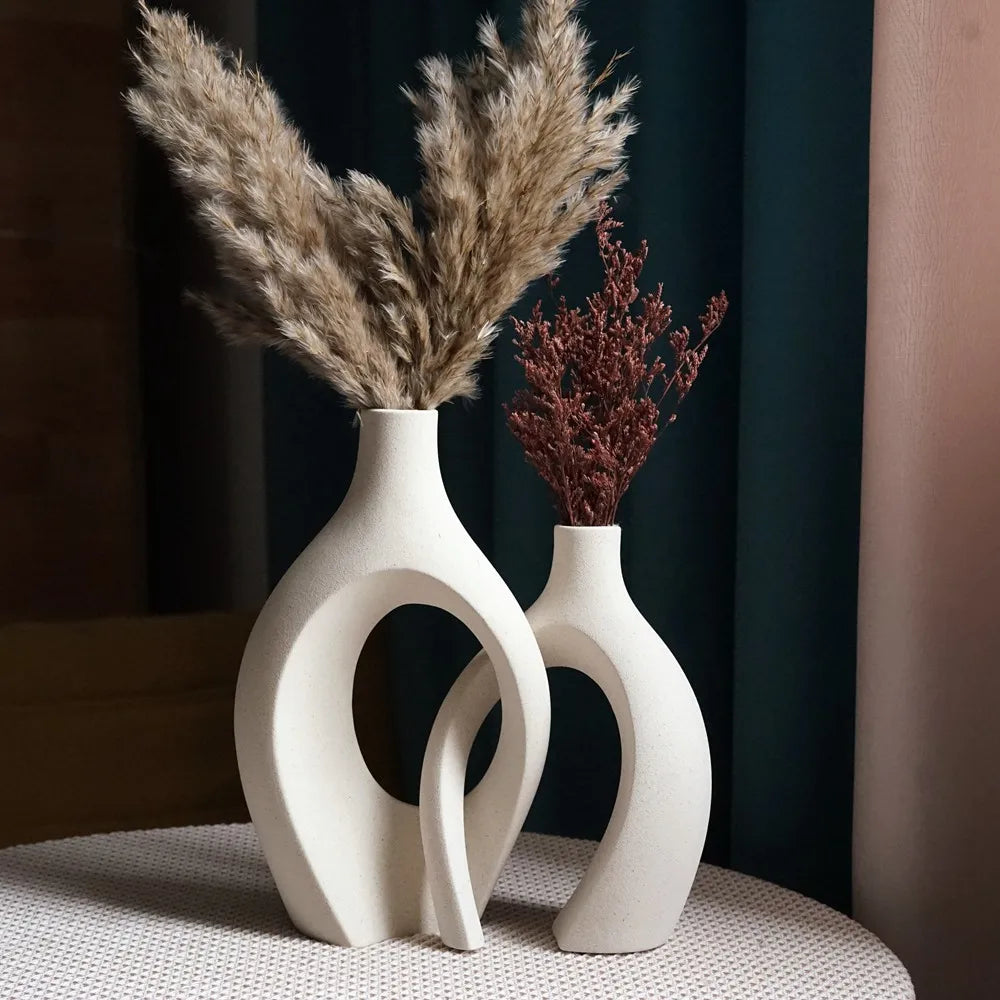 Large Luxury Decorative Ceramic Vase Nordic Flower Tabletop - Brasss Living