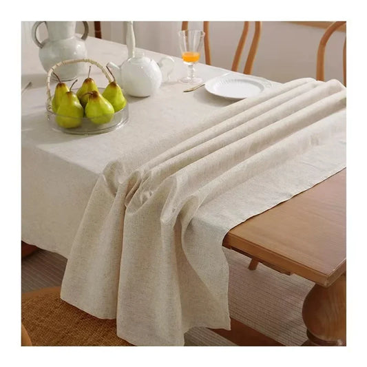 Linen Cotton Washable Tablecloth Flax Fabric Luxurious Cover - Brasss Living