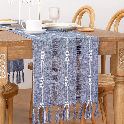 Linen Table Runner with Tassel Rustic Bed Runner - Brasss Living