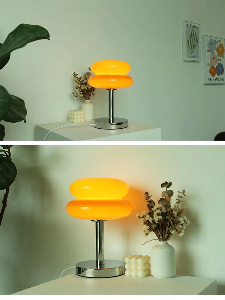 Macaron Glass Table Lamp Trichromatic Dimming Eye Protection Light - Brasss Living