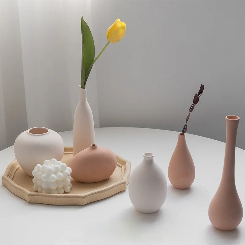 Minimalism Ceramic Vases Table Dried Flower Vase Decorative - Brasss Living