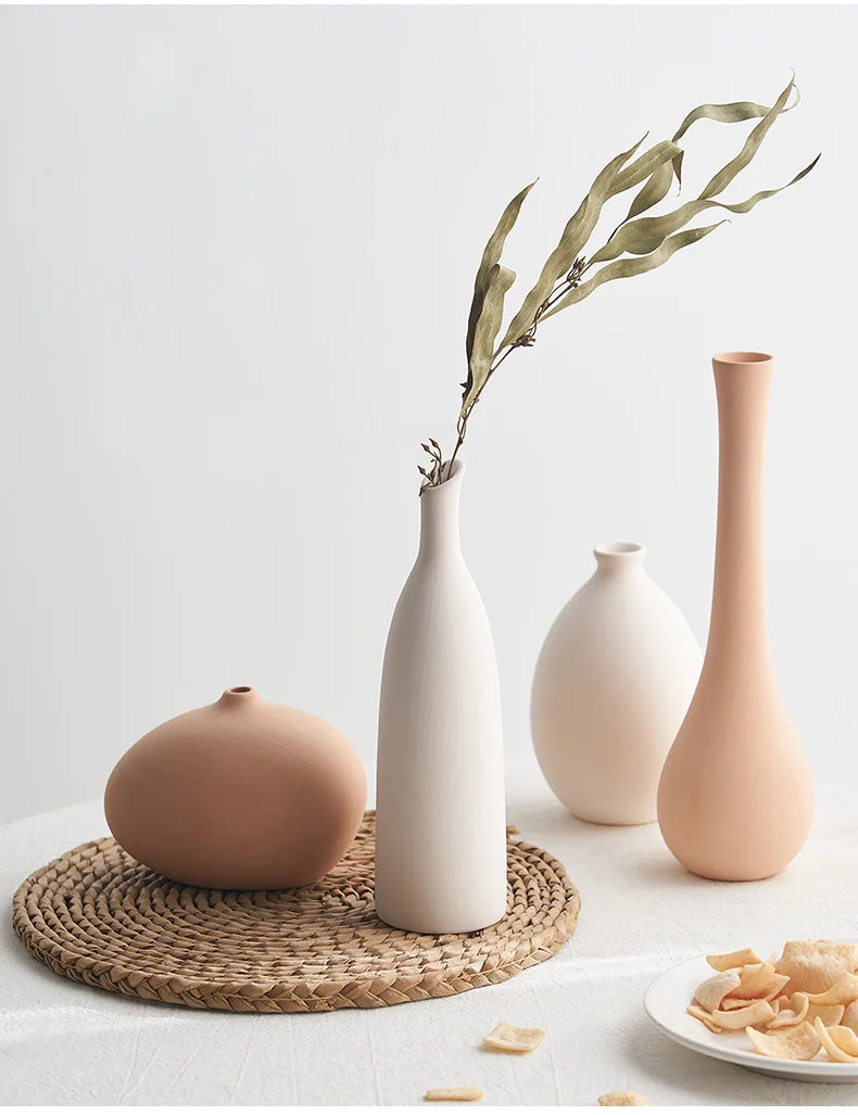 Minimalism Ceramic Vases Table Dried Flower Vase Decorative - Brasss Living