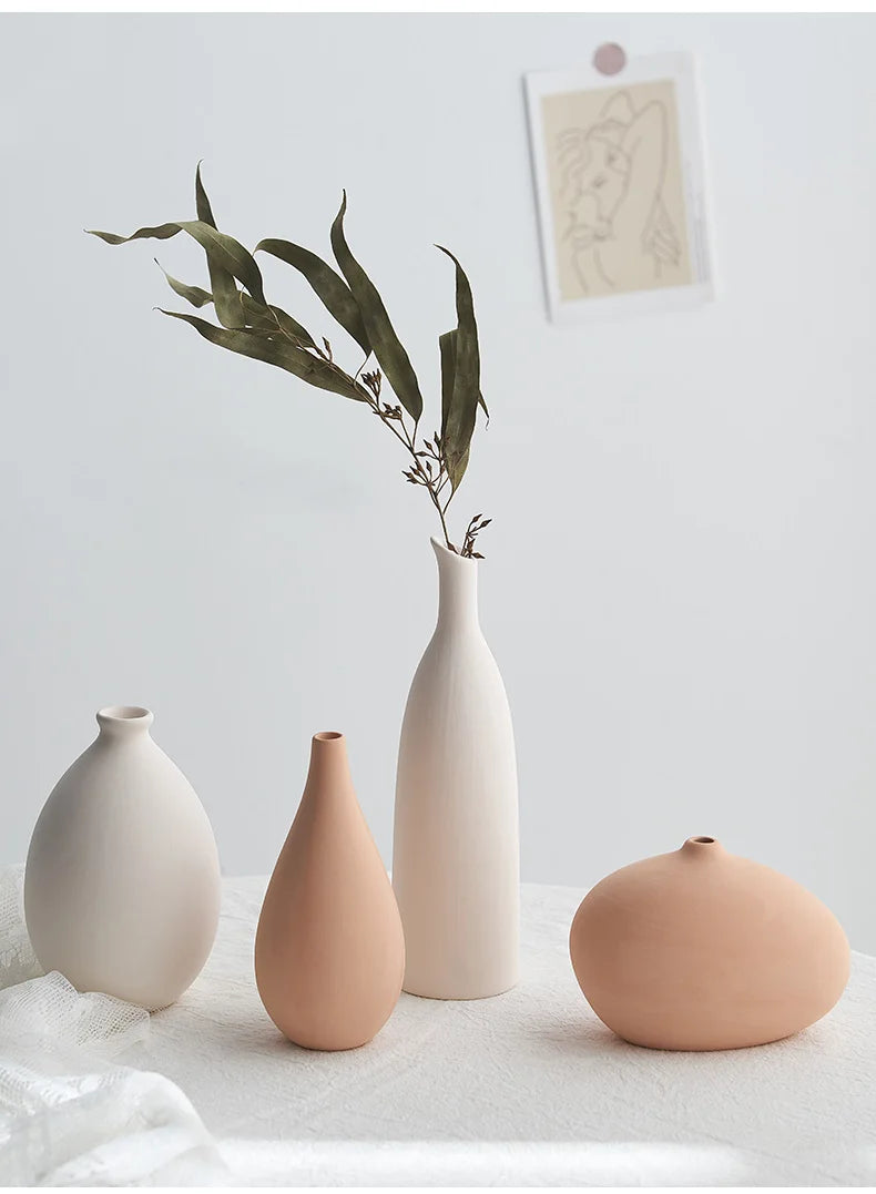 Minimalism Ceramic Vases Table Dried Flower Vase Decorative - Brasss Living