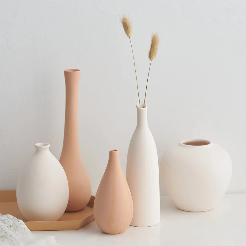 Minimalism Ceramic Vases Table Dried Flower Vase Decorative - Brasss Living