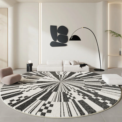 Minimalist Black White Soft Fluffy Round Carpet - Brasss Living