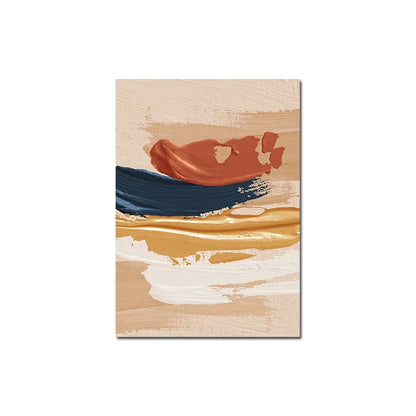 Modern Abstract Orange Blue Blush Texture Canvas Wall Art Prints - Brasss Living