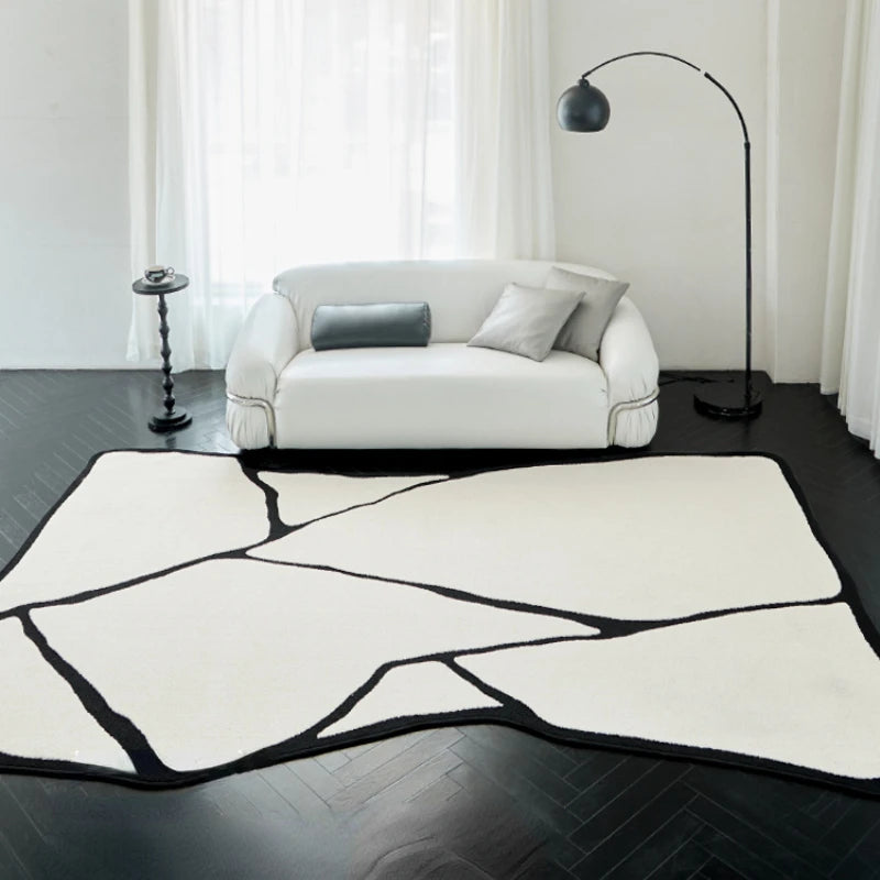 Modern Luxury Black White Lines Soft Washable Carpet - Brasss Living