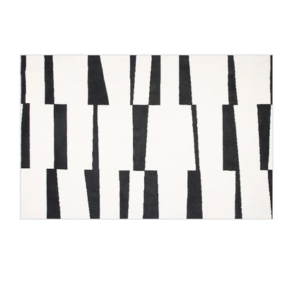 Modern Luxury Black White Lines Soft Washable Carpet - Brasss Living