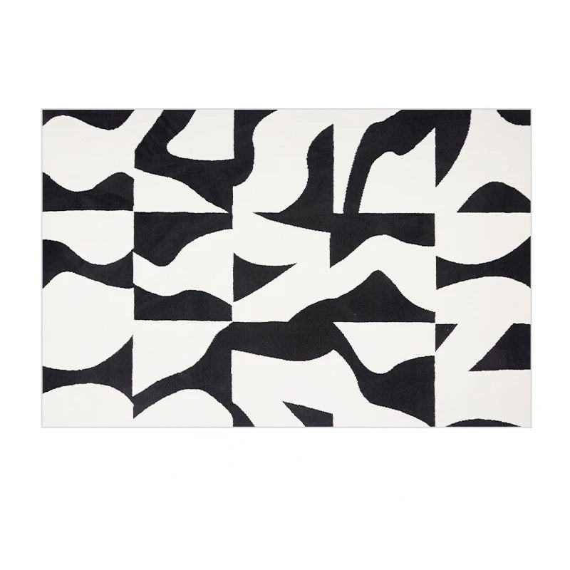 Modern Luxury Black White Lines Soft Washable Carpet - Brasss Living