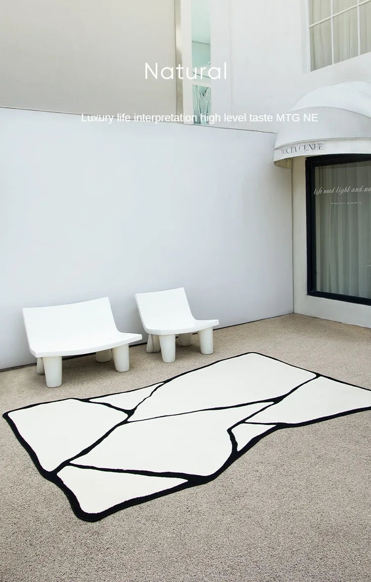 Modern Luxury Black White Lines Soft Washable Carpet - Brasss Living