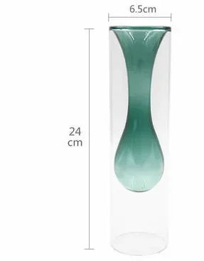 Modern Simple Color Glass Double Transparent Art Vase - Brasss Living