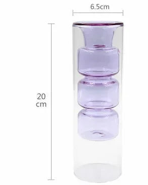 Modern Simple Color Glass Double Transparent Art Vase - Brasss Living