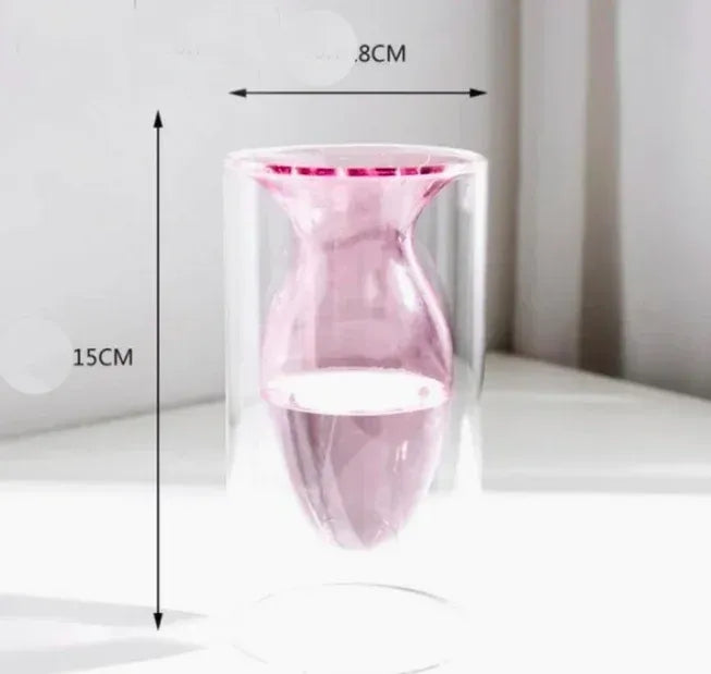 Modern Simple Color Glass Double Transparent Art Vase - Brasss Living