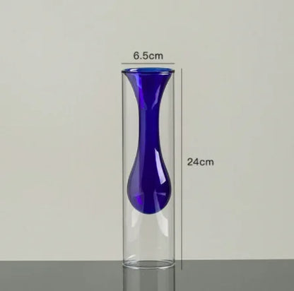 Modern Simple Color Glass Double Transparent Art Vase - Brasss Living