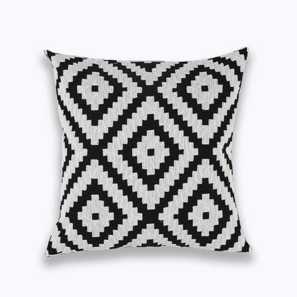 Navy White Quatrefoil Embroidered Pillow Cushion Cover - Brasss Living