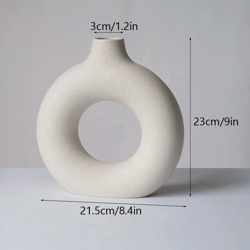 Nordic Ceramic Vase Donuts Flower Home Decoration Accessories - Brasss Living