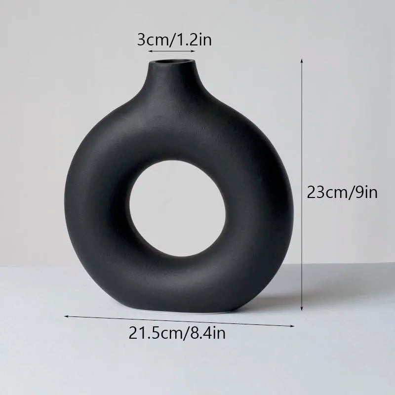 Nordic Ceramic Vase Donuts Flower Home Decoration Accessories - Brasss Living