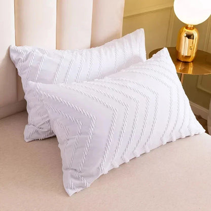 Nordic Cut Flowers White Duvet Cover Set Simple Solid Bedding - Brasss Living