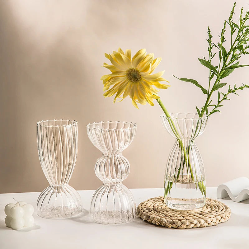 Nordic Glass Vase Table Flower Vase Unique Desk Decoration - Brasss Living