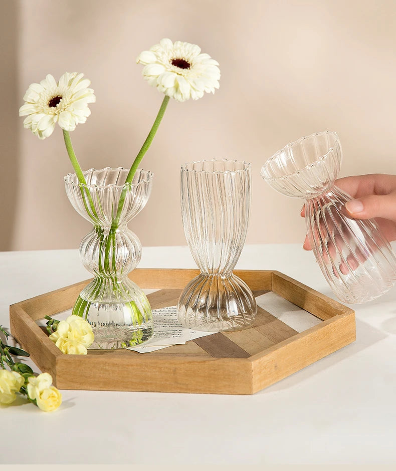 Nordic Glass Vase Table Flower Vase Unique Desk Decoration - Brasss Living