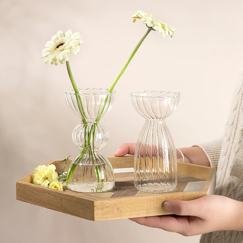 Nordic Glass Vase Table Flower Vase Unique Desk Decoration - Brasss Living