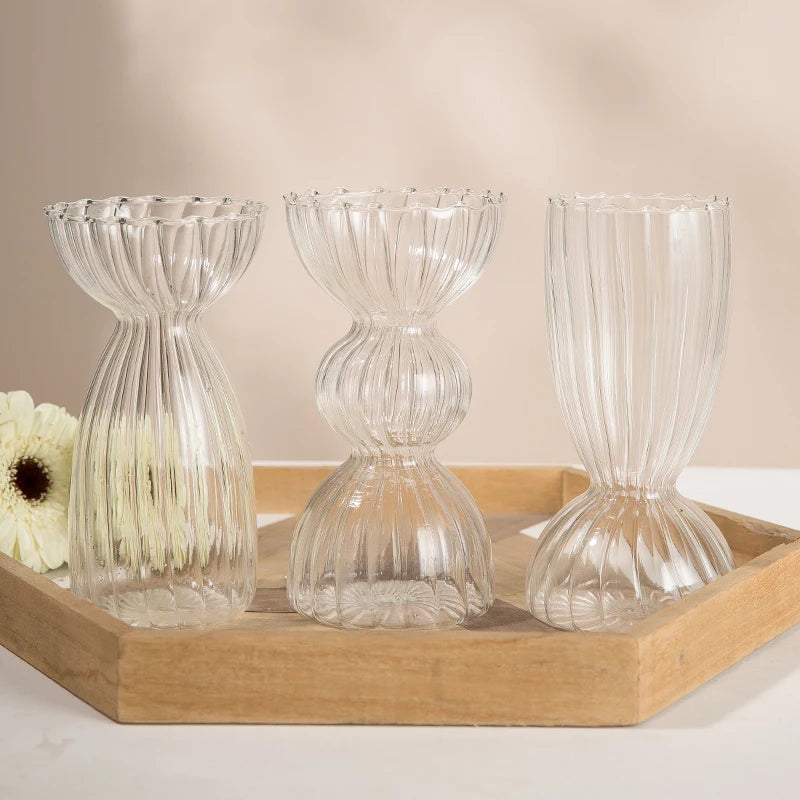 Nordic Glass Vase Table Flower Vase Unique Desk Decoration - Brasss Living