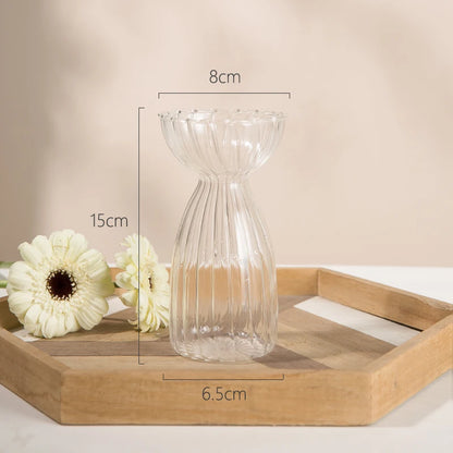 Nordic Glass Vase Table Flower Vase Unique Desk Decoration - Brasss Living