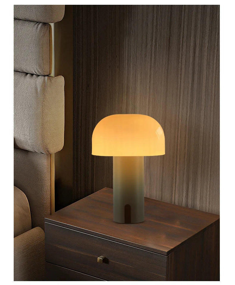 Nordic Portable Mushroom Table Lamp Touch Wireless Night Light - Brasss Living