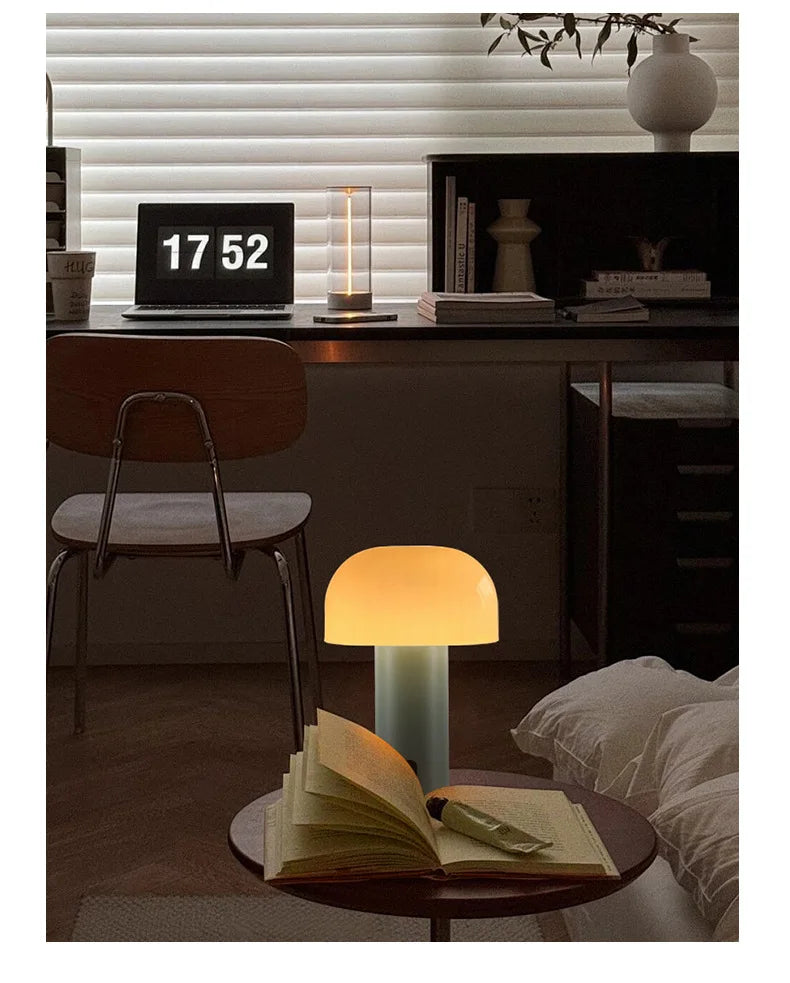 Nordic Portable Mushroom Table Lamp Touch Wireless Night Light - Brasss Living