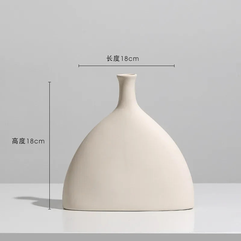 Nordic Simple Plain Ceramic Vase Dry Flower Arrangement - Brasss Living