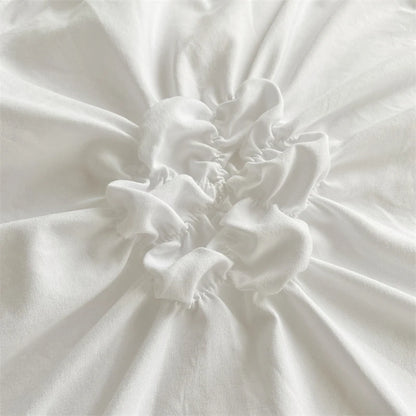 Pinch Pleated Crafts Duvet Cover Set Solid Twist Flowers Bedding - Brasss Living