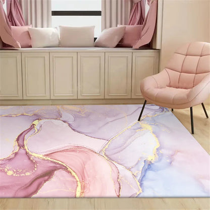 Rose Gold Oil Painting Romantic Purple Large Area Carpet Rug - Brasss Living