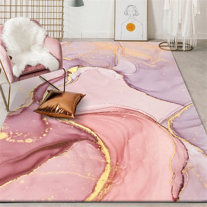 Rose Gold Oil Painting Romantic Purple Large Area Carpet Rug - Brasss Living