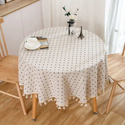 Round Tablecloth with Tassel Dust-Proof Floret Circular Cover - Brasss Living