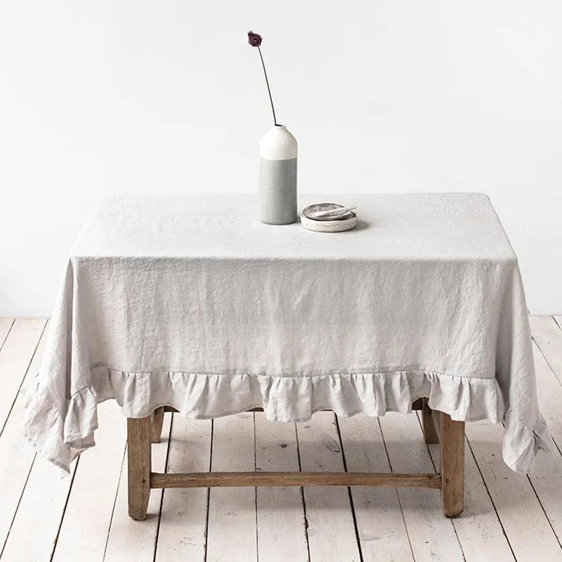 Ruffles Table Cover Dustproof Handmade Flounce Tablecloth - Brasss Living