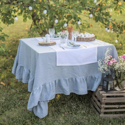 Ruffles Table Cover Dustproof Handmade Flounce Tablecloth - Brasss Living