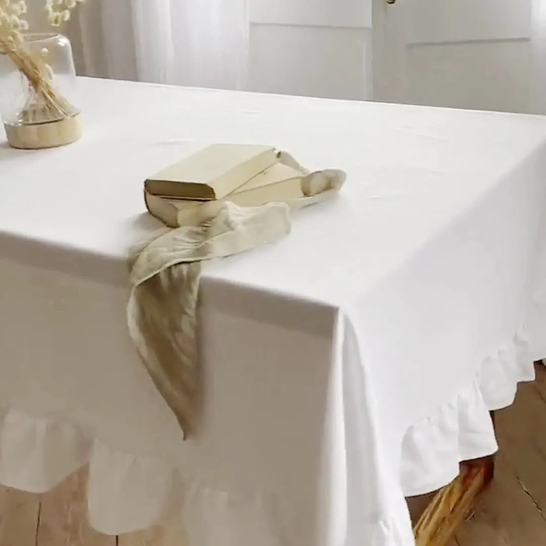 Ruffles Table Cover Dustproof Handmade Flounce Tablecloth - Brasss Living