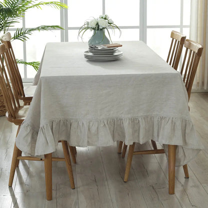 Ruffles Table Cover Dustproof Handmade Flounce Tablecloth - Brasss Living