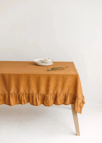 Ruffles Table Cover Dustproof Handmade Flounce Tablecloth - Brasss Living