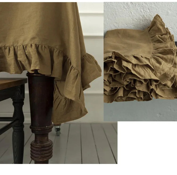 Ruffles Table Cover Dustproof Handmade Flounce Tablecloth - Brasss Living