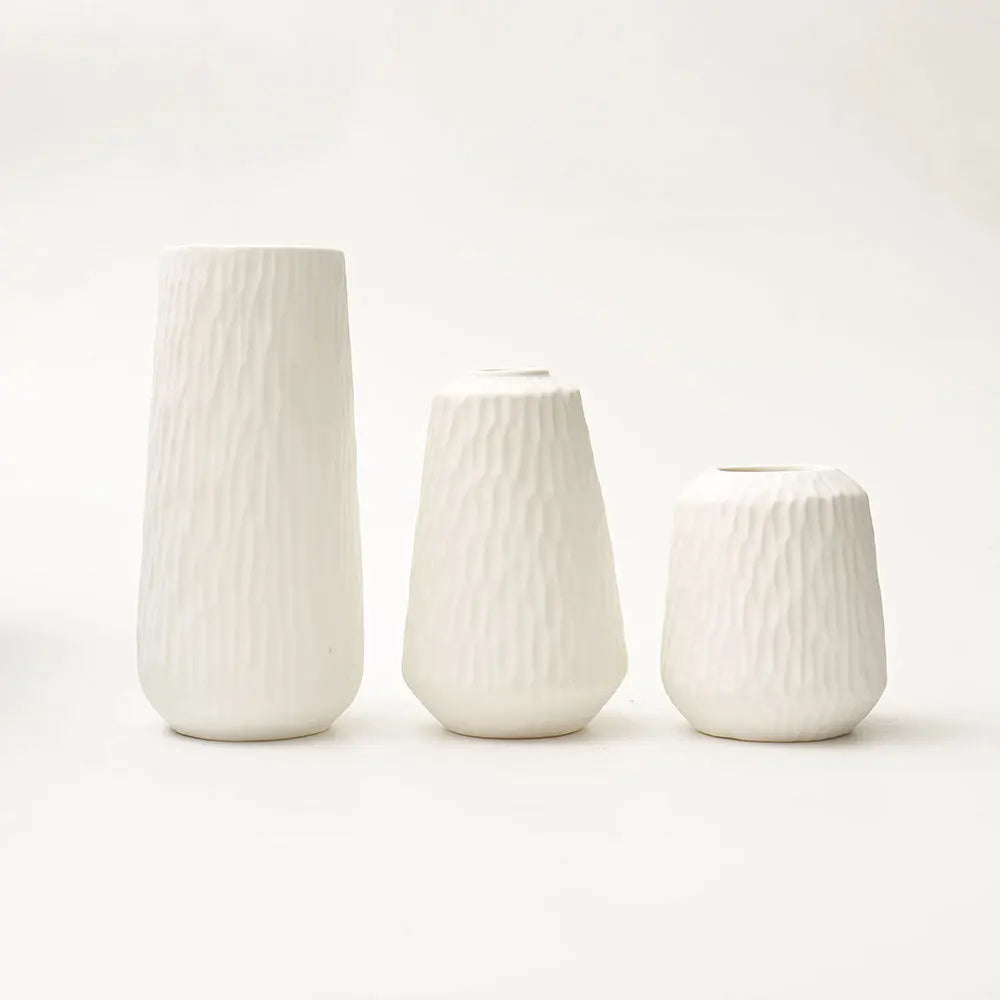 Set of 3 Ceramic Vases Nordic Bud Modern Art Tabletop Decoration - Brasss Living